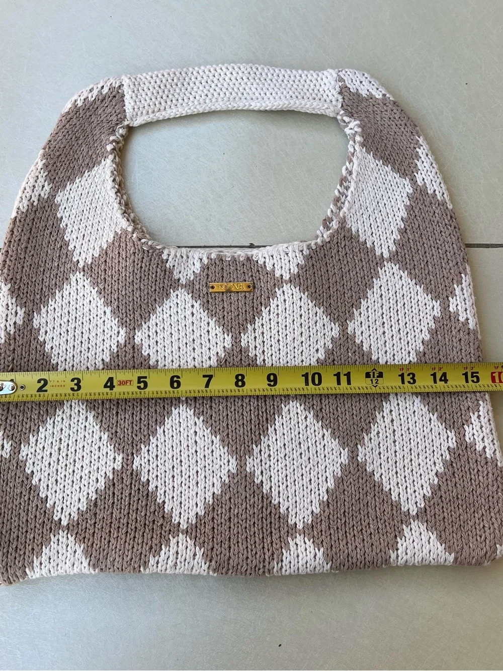 Kopari Limited Edition Checkered Knit Cream and Tan